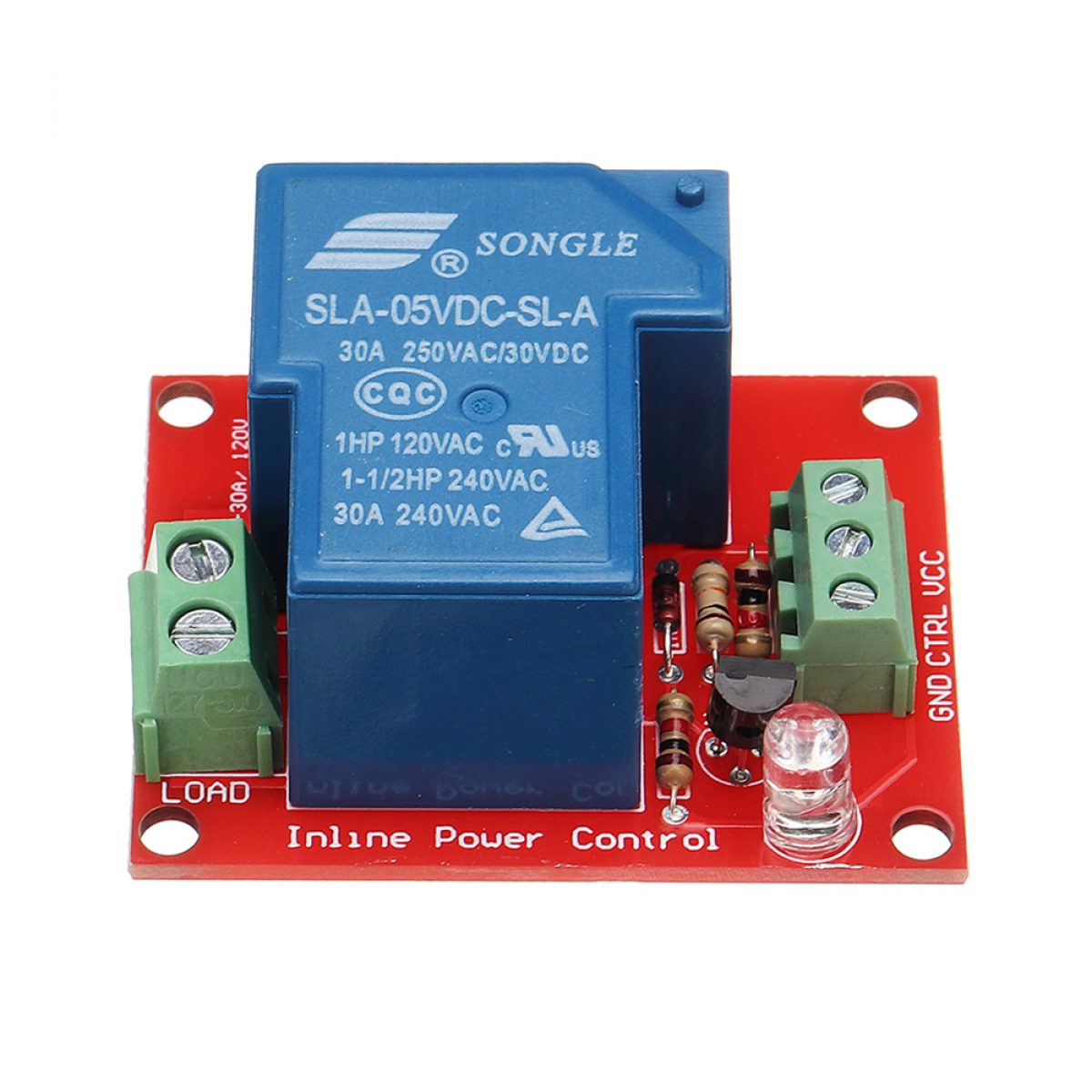30A 250V Relay Module Highside Driver (SLA05VDCSLA) TTL 5V Input