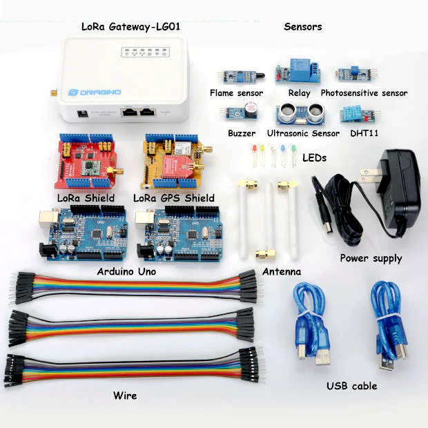4G 3G Wifi Rj45 Dragino LoRa IoT Development Kit Gateway 433MHz LG01 LoRa Shield LoRa GPS Shield