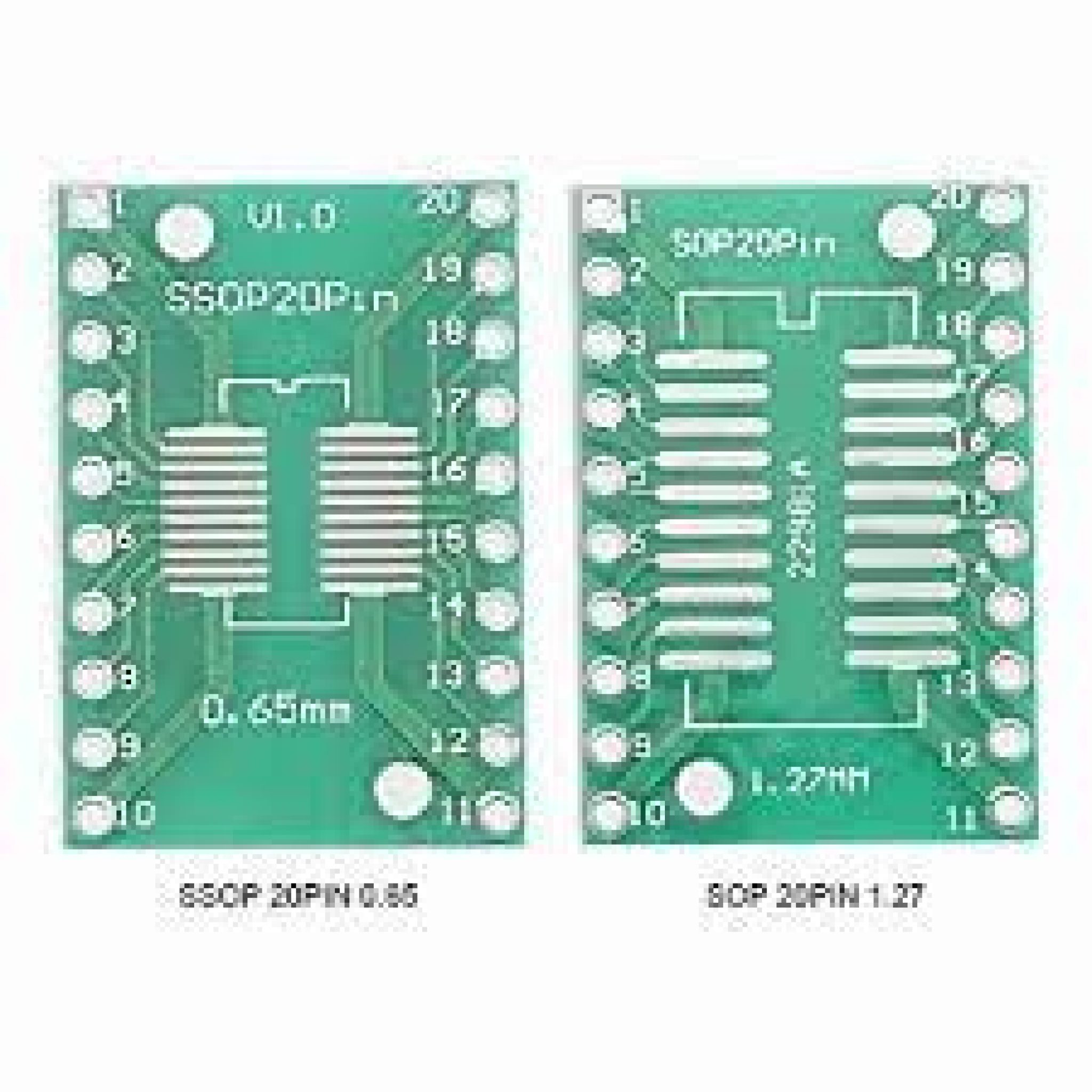 SOP SSOP 20 PIN SMD Adapter Board 1.27mm/0.65mm Majju PK