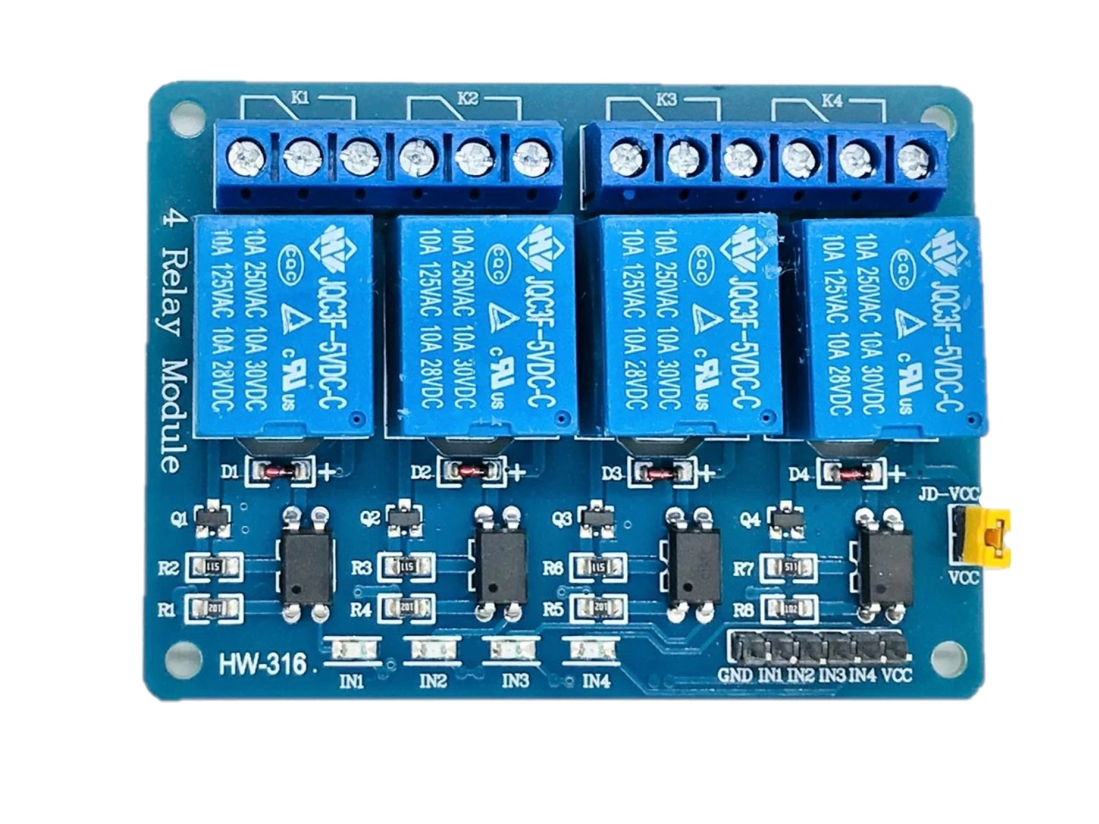 HW-316 4 Channel 5v Relay Module With Optocoupler