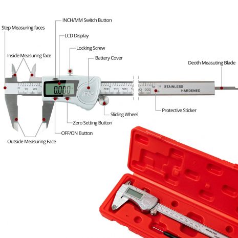 Metal 6 inch Stainless Steel Digital Caliper Electronic Vernier - Image 2